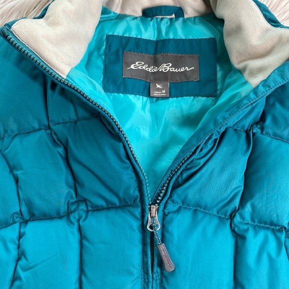 Eddie Bauer Down Puffer Vest EB650 Fill Storm Repel Blue Green Womens Medium - Picture 4 of 9